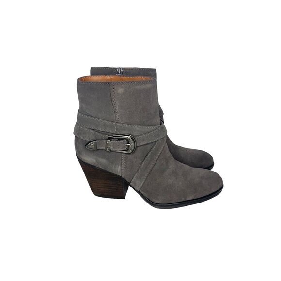 Zodiac Sammi Women's 8.5 M Gray Suede Leather Boot Bootie Western Buckle Accent - Picture 6 of 12